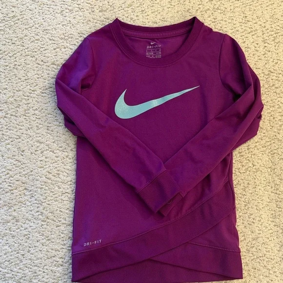 Nike Kids Dri-FIT Long Sleeve in Purple - Picture 1 of 3